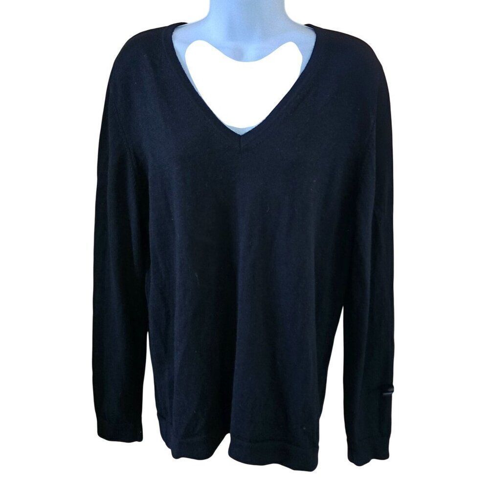 Black wool V-Neck Sweater Long Sleeve Pullover cottagecore whimsygoth boho warm
